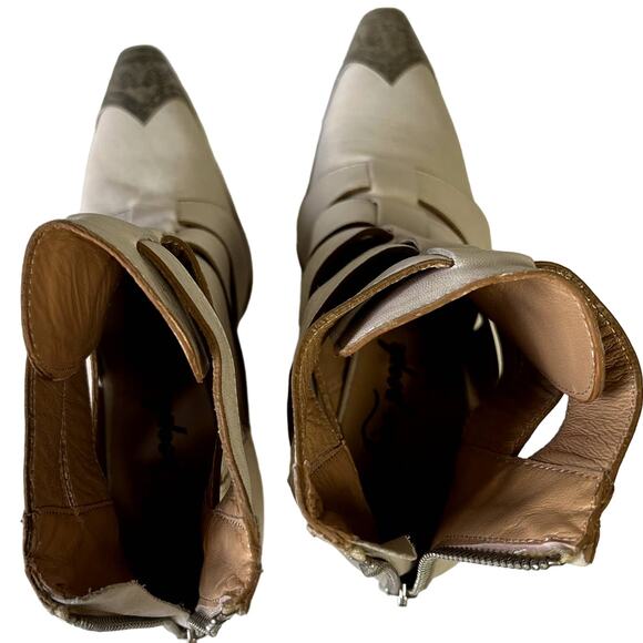 Free People Beige Ankle Boots with Metallic Tips - Picture 5 of 13